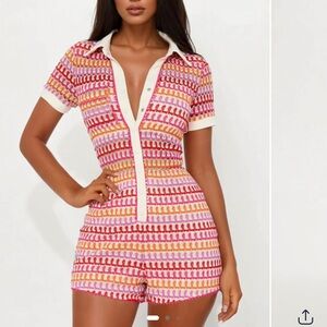 Colorful Knit Polo Romper